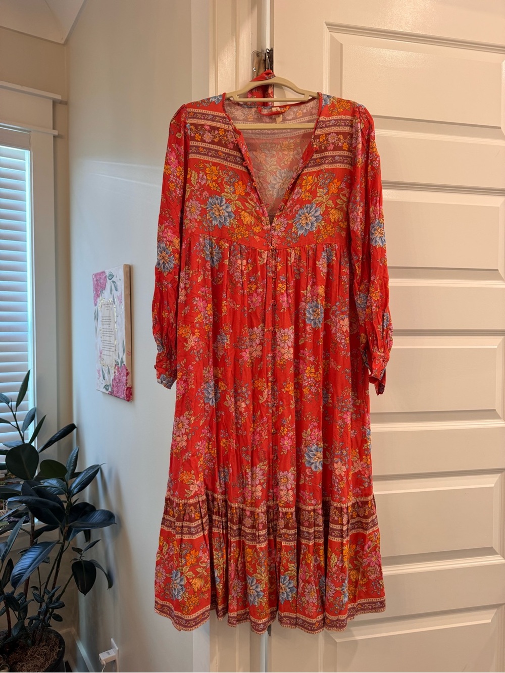 Spell Red Floral Boho Midi Dress